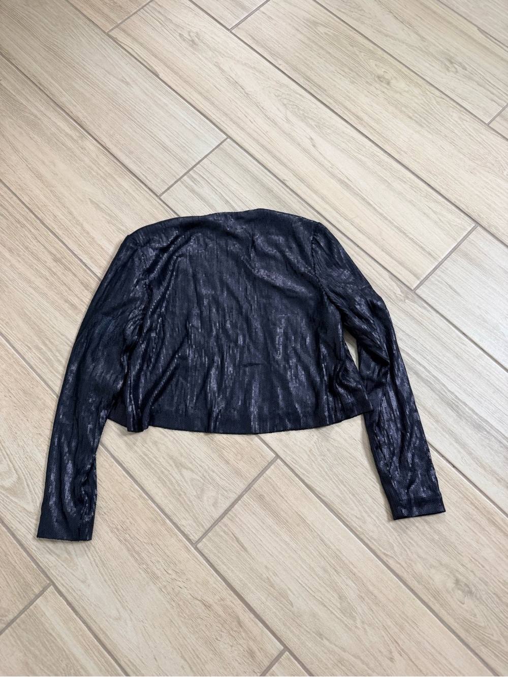 CACHE NWT Black Metallic Shimmer Cropped Bolero Shrug Jacket Evening Size S - Picture 6 of 6